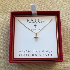 Argento Vivo Sterling Silver 14 k gold plated small cross.